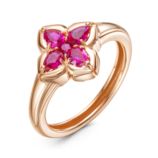 Кольцо из красного золота с рубинами